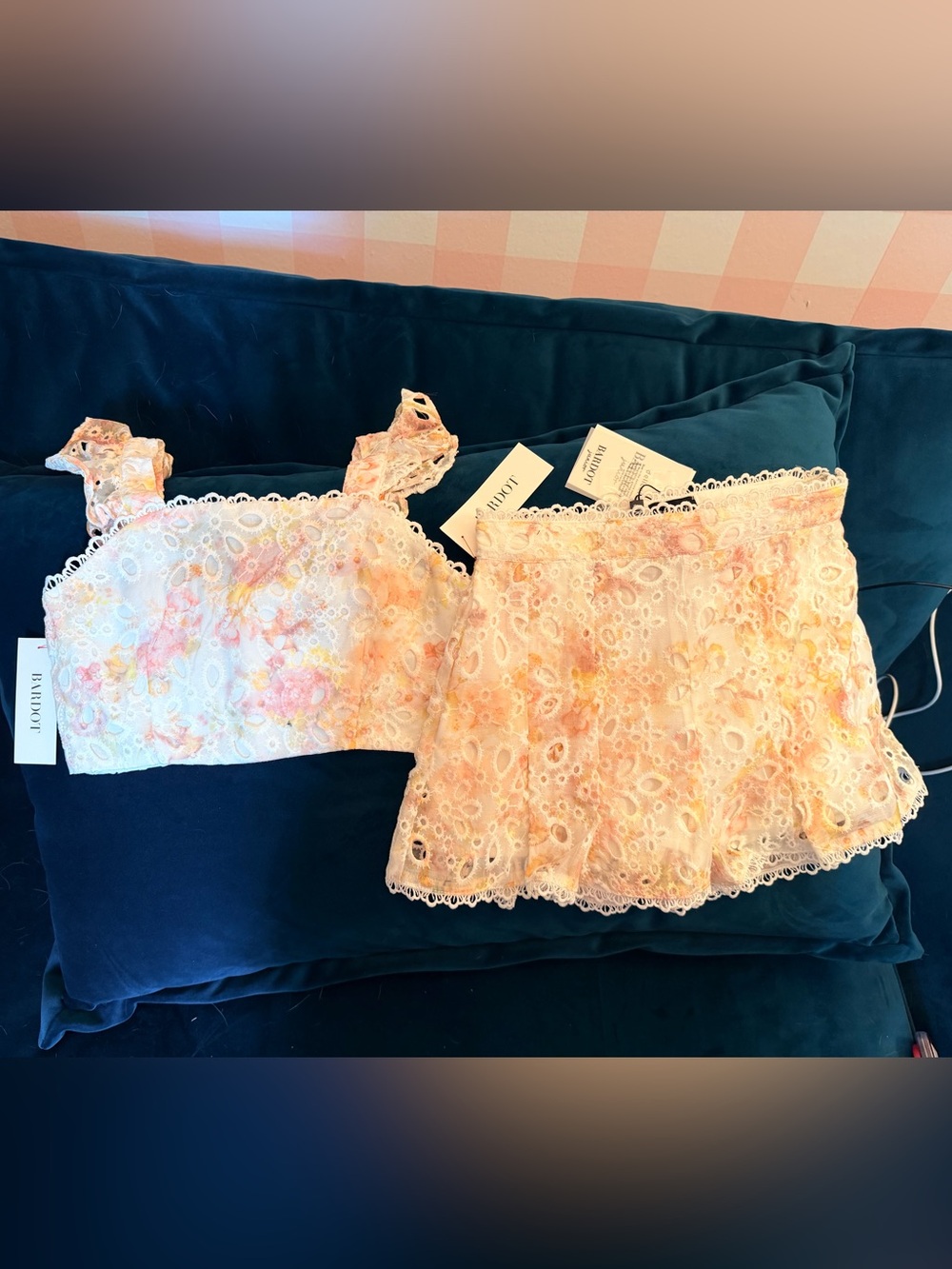 Bardot Junior Girls Thalia Broderie White Eyelet Floral Two-Piece Set - Picture 5 of 7